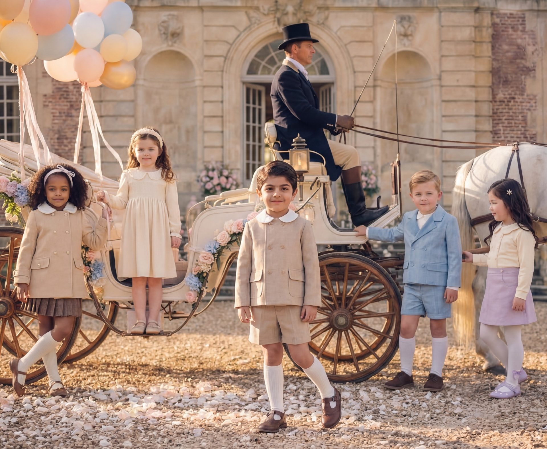A child in a carriage for The Petite Loom lookbook